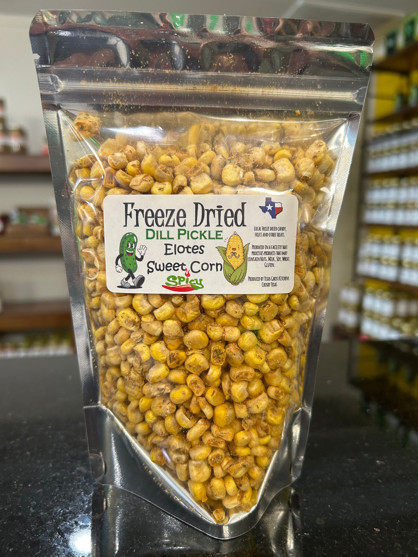 Freeze Dried Dill Pickle Elotes Sweet Corn Spicy