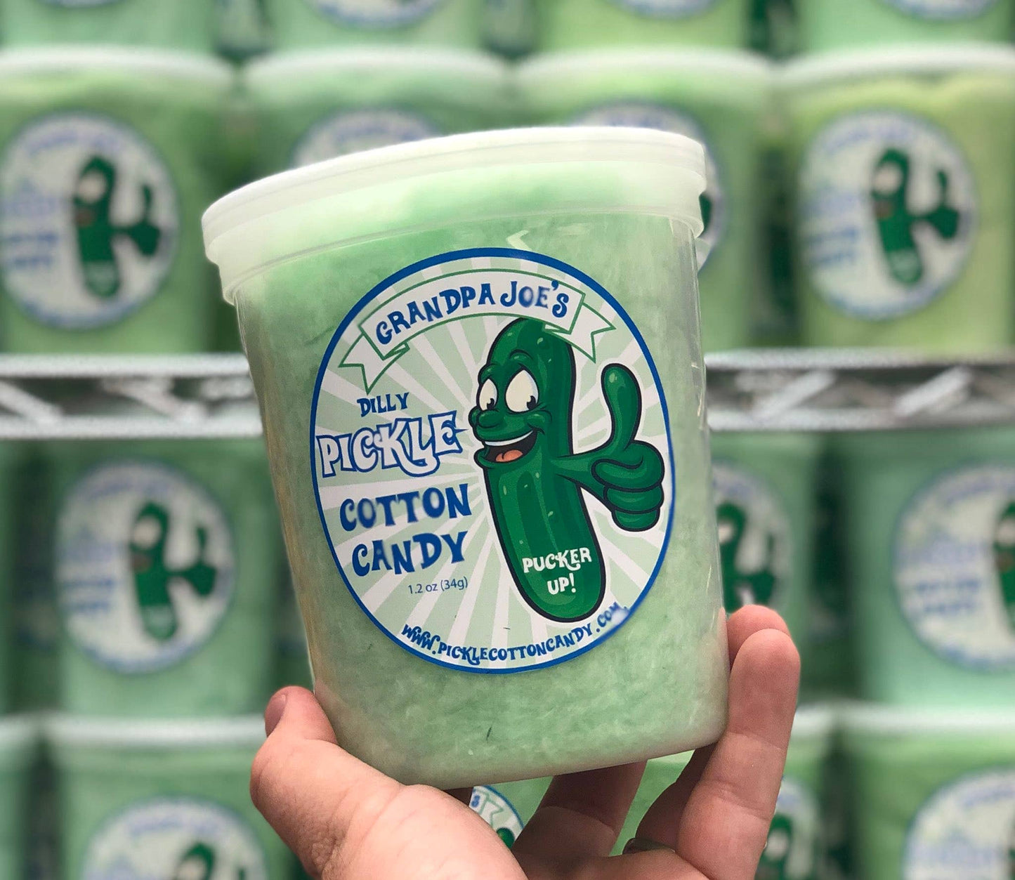 Grandpa Joe's Dilly Pickle Cotton Candy, 1.2oz, 12ct Case