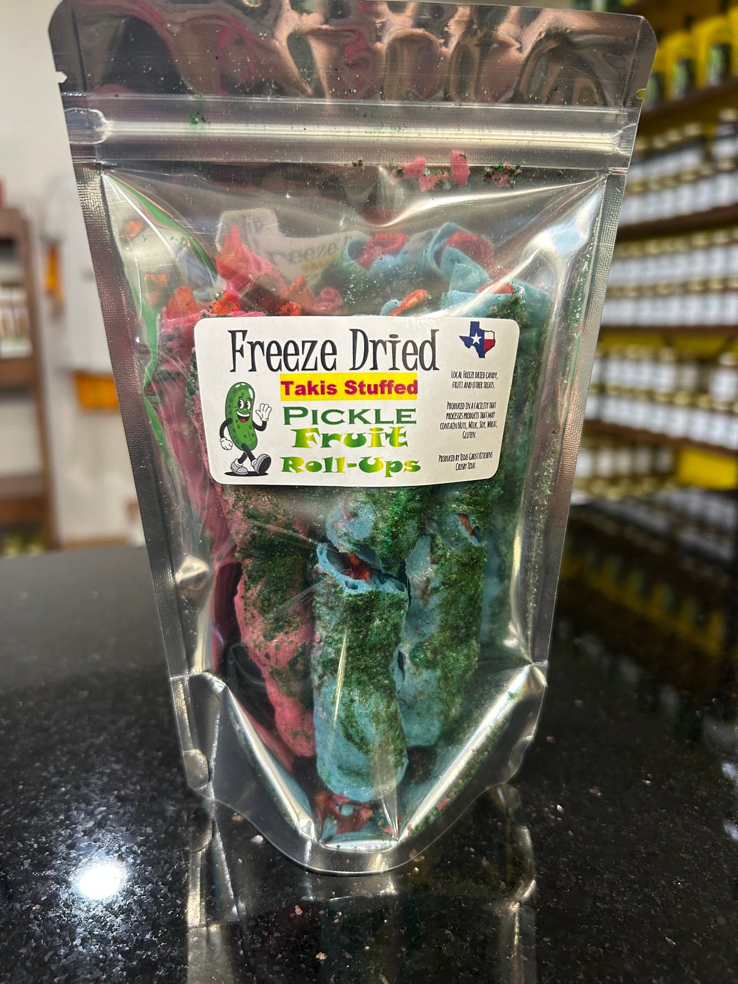 Freeze Dried Takis Stuffed Pickle Fruit Roll-ups