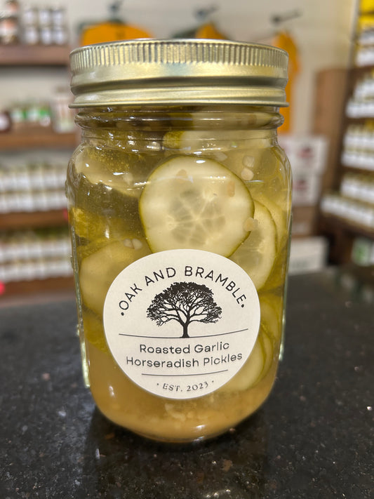 Oak And Bramble Roasted Garlic Horseradish Pickles
