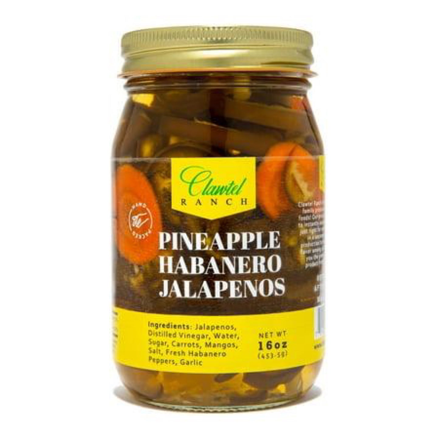 Clawtel Ranch Pineapple Habanero Jalapenos  16oz Jar