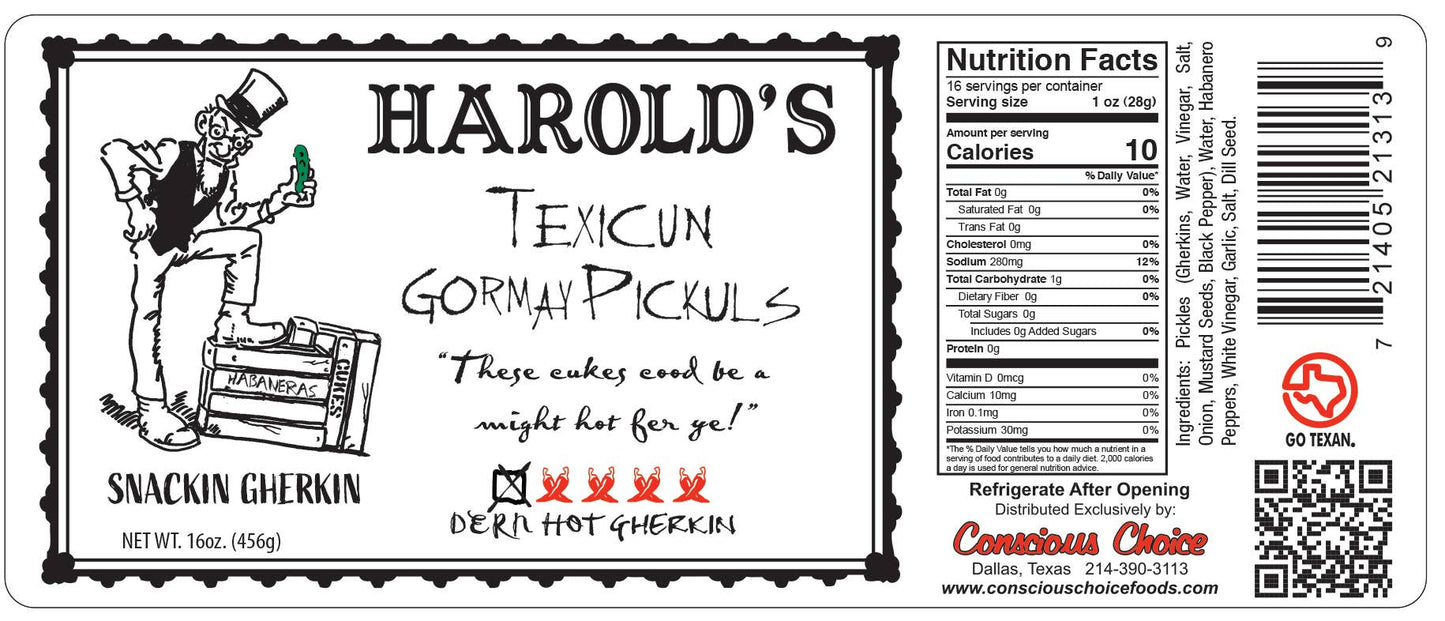 Harold's -  Dern Hot Gherkin Pickles