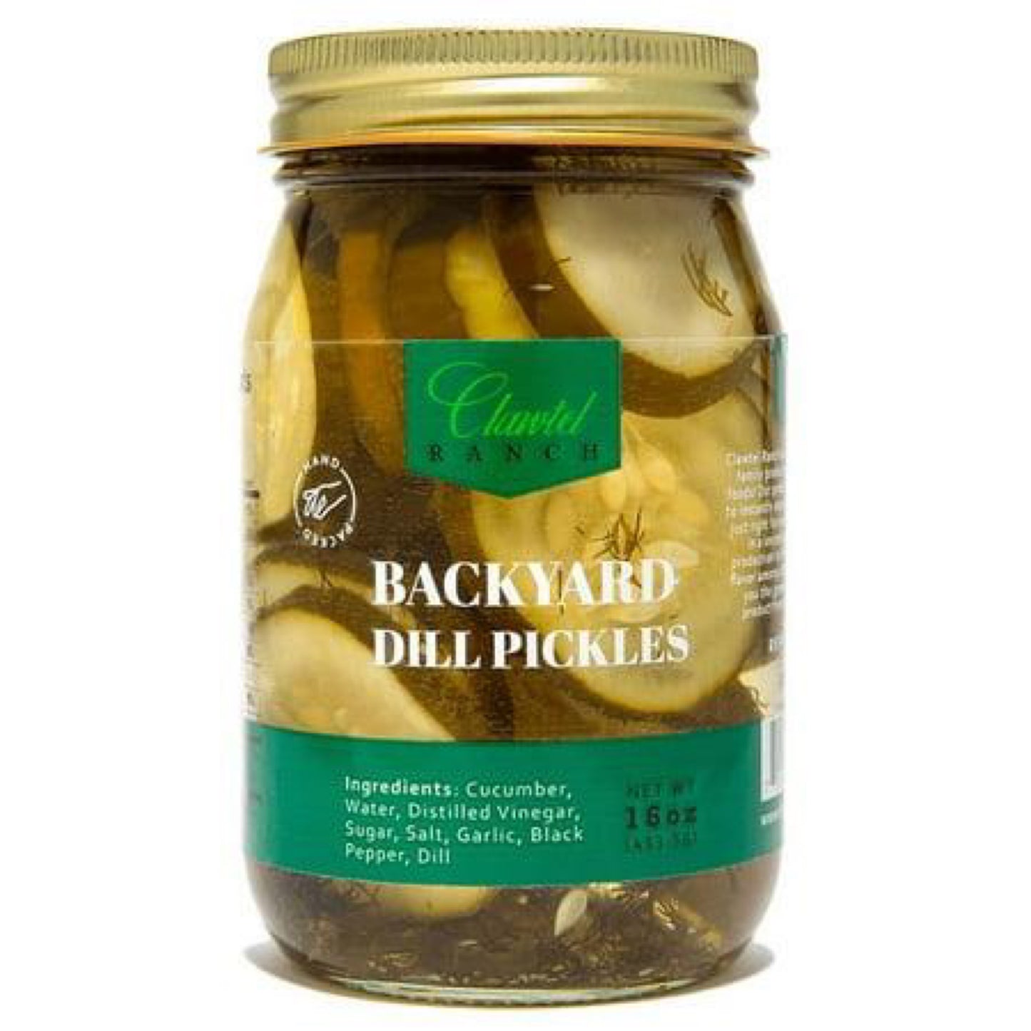 Clawtel Ranch Backyard Dill Pickles 16oz Jar
