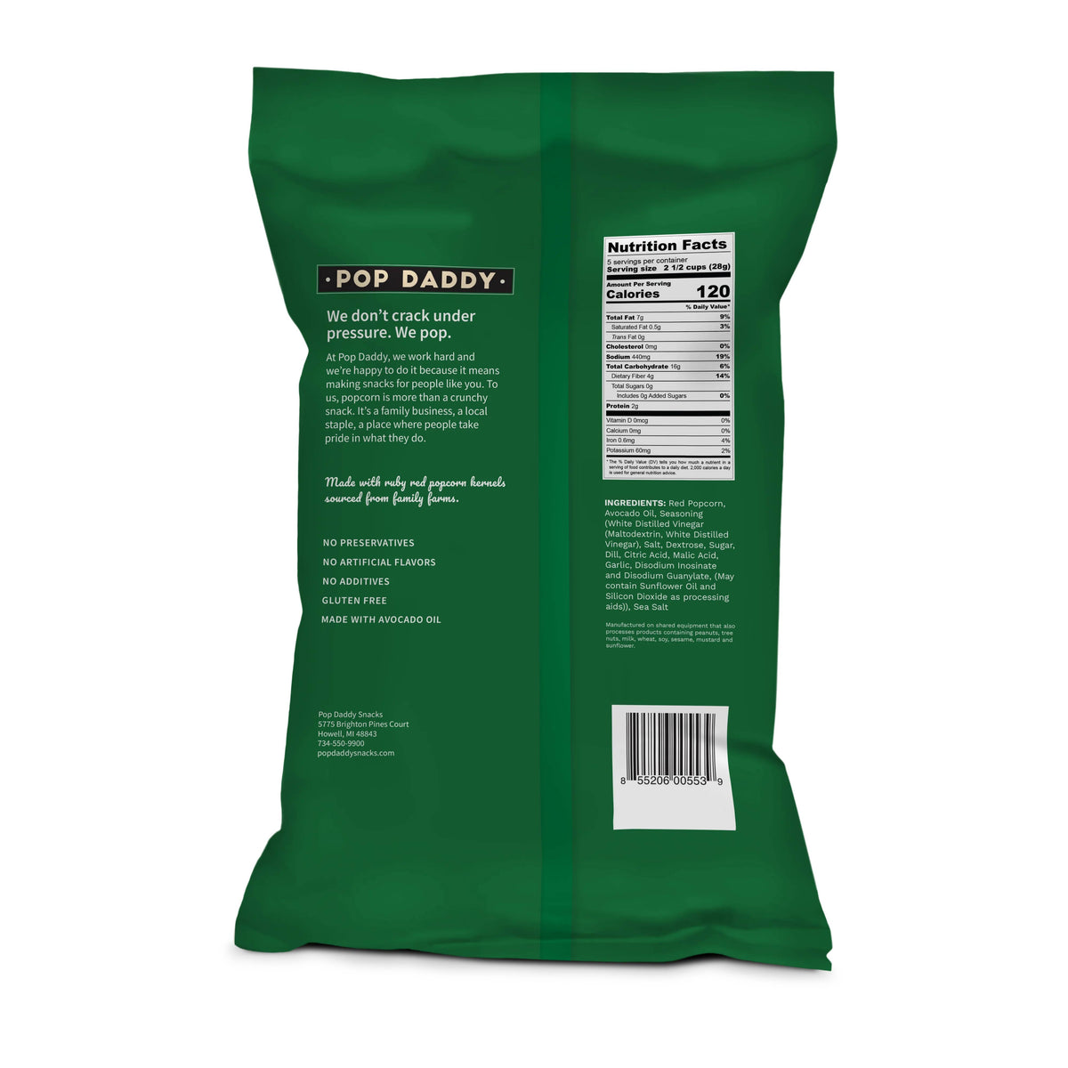 Pop Daddy – Dill Pickle Flavored Popcorn 5.0oz